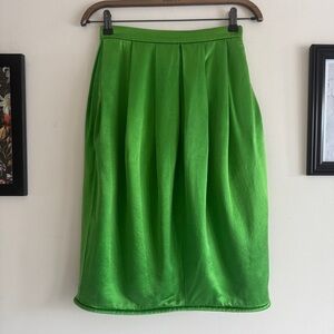 Anne Klein Vintage 100% Silk Green Midi Skirt Women's Size 6